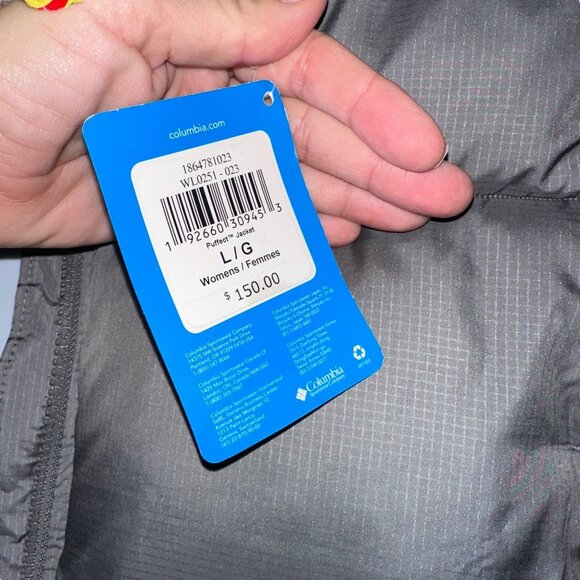 NWT Columbia Puffect Puffer Jacket Womens L Quilted Gray Insulated Logo Gray - Picture 10 of 11